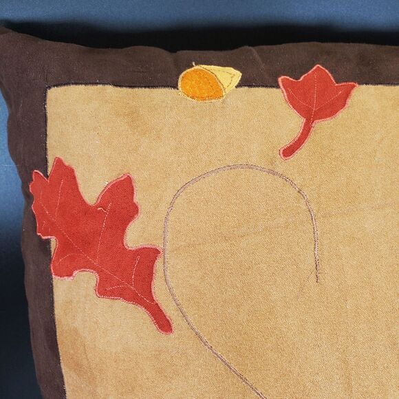 Vintage Autumn Pumpkin Pillow 17x17 Fall Leaves Harvest Decor - Picture 3 of 6